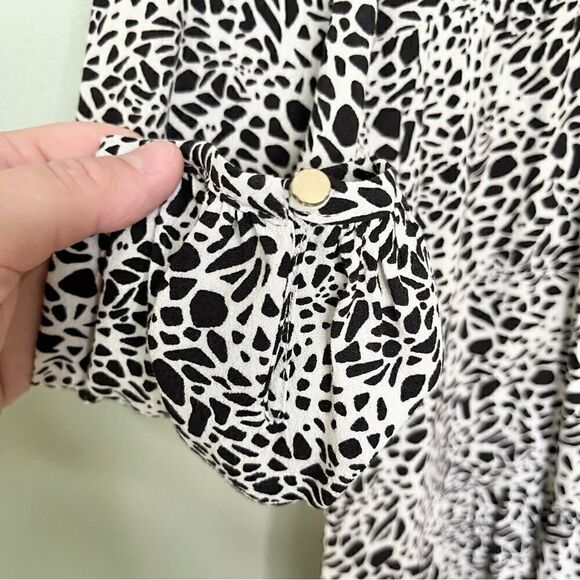 NWT Loft Tiered Midi Dress in Black and White Animal Print‎ Size XS Petite - Picture 7 of 9